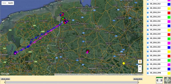 GPS Tracking Niedersaechsischen Graugaense bis 25.06.2016